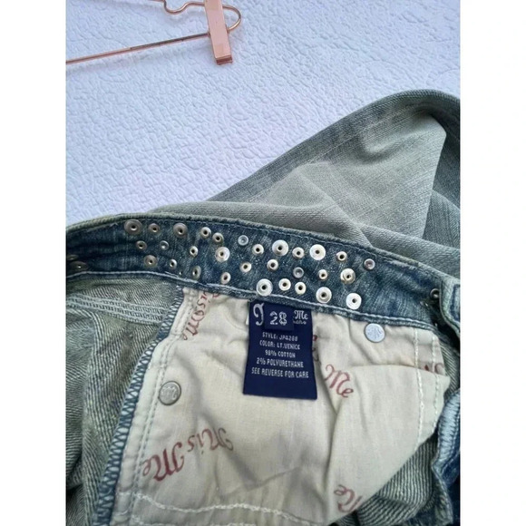 Miss Me Womens Rhinestone Mid Rise Boot Cut Denim Jeans Light Blue Sz 28 - Picture 12 of 16